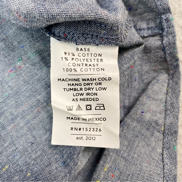 Hedley & Bennett Men’s Size S Blue Chambray Long Sleeve Button Up Chef Shirt - Picture 10 of 10